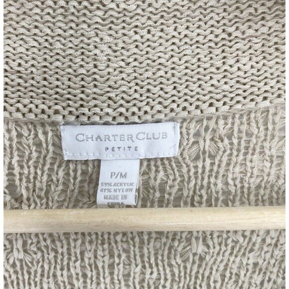 Charter Club Women’s Tan Brown Open Front Knit Cardigan Sweater Petite M - Picture 5 of 11
